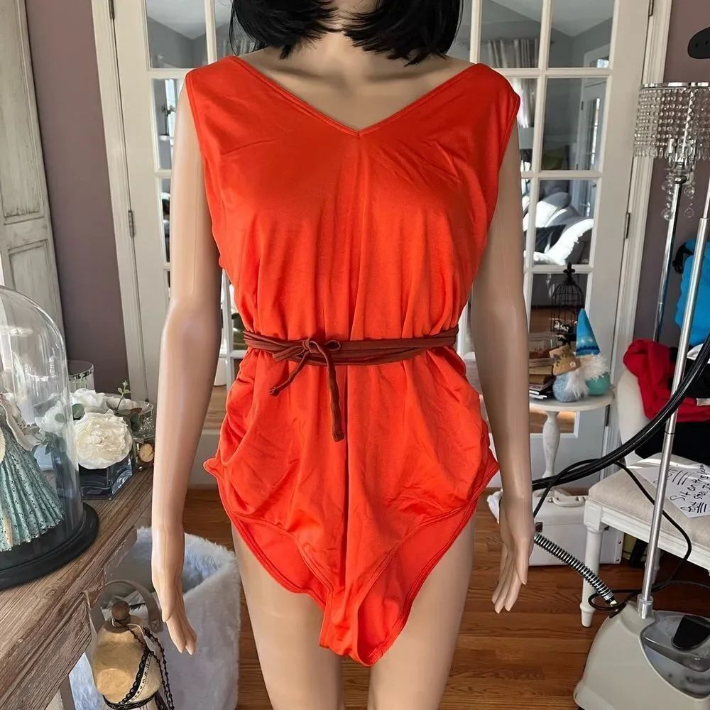 ASOS Orange Side Ruched Wrap Tie One Piece Swimsuit sz 12